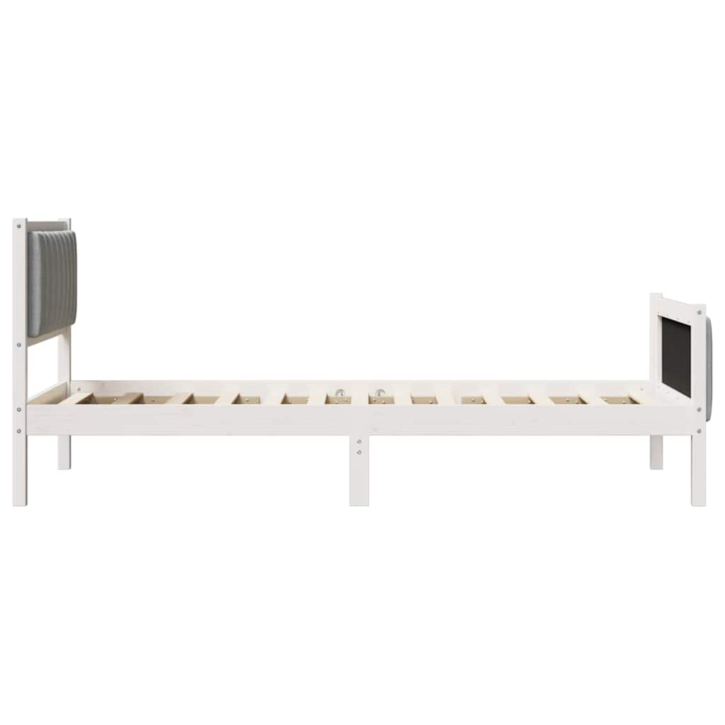 Bed frame White and light grey 90 x 200 cm Solid pine wood
